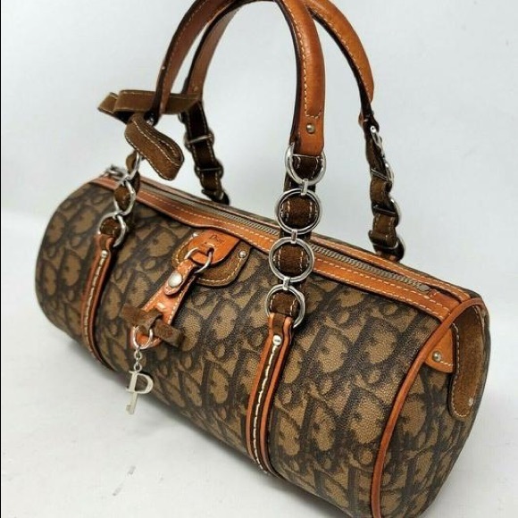 Christian Dior brown monogram barrel bag